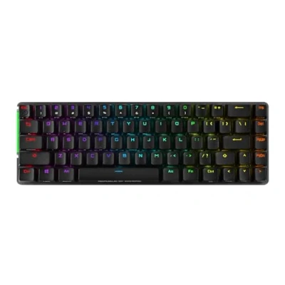 Afbeelding van ASUS ROG Falchion Draadloos mechanisch gamingtoetsenbord 65% (68 toetsen, Aura Sync verlichting, touch zijoppervlak, pc bescherming, Cherry MX schakelaars, tot 450 uur looptijd)