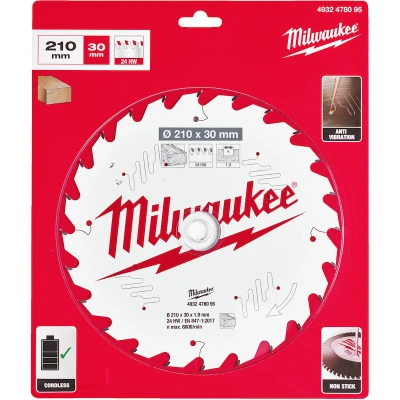 Afbeelding van MILWAUKEE 4932478095 cirkelzaagblad TS B 210 x 30 1,9 mm, 24ATB