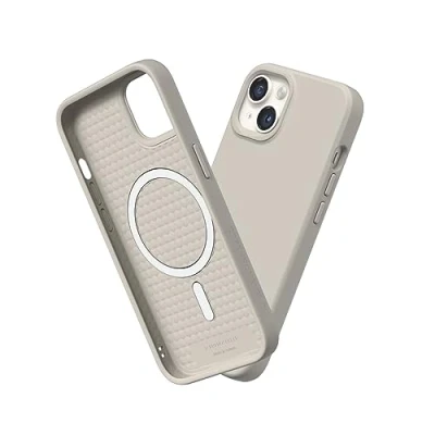 Afbeelding van RHINOSHIELD Hoesje compatibel met [iPhone 13/14] SolidSuit Magsafe dunne hoes schokabsorberende technologie en premium matte afwerking schelpbeige