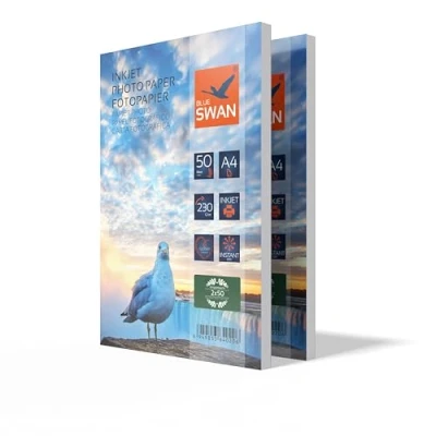 Afbeelding van BLUE SWAN 100 vellen A4 fotopapier 260 g/m² DIN glanzend wit waterdicht hoogglans voor inkjetprinter