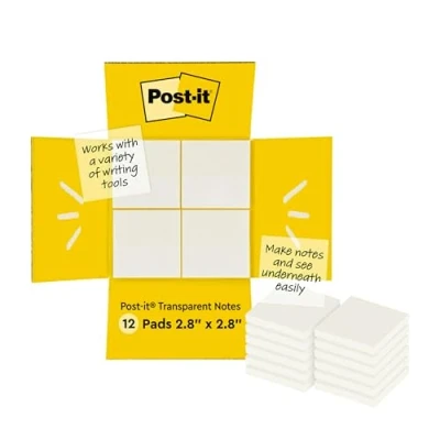 Afbeelding van Zelfklevende briefjes Post it 600 TRSPT SIOC 73 x mm Transparant (12 Stuks)