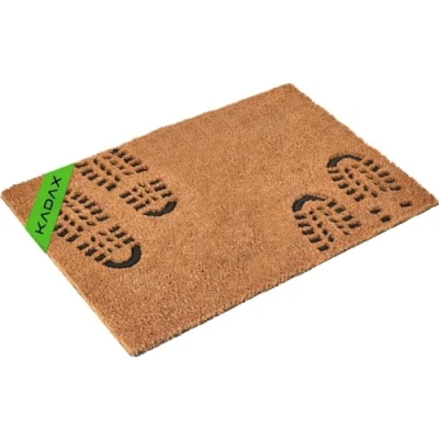 Afbeelding van KADAX Deurmat van kokosvezel en rubber, 60 x 40 cm, kokosmat voor binnen buiten, voordeur, entree, deurmat, schoonloopmat, patroon 3