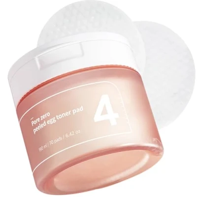 Afbeelding van numbuzin No.4 Pore Zero Pad met geschild ei, 70 pods / 190 ml Poriënverzorging, talgverzorging, hydraterend