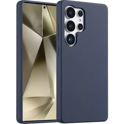Afbeelding van Accezz Hoesje Geschikt voor Samsung Galaxy S25 Ultra Siliconen Liquid Silicone Backcover Donkerblauw