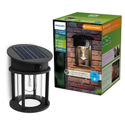 Afbeelding van Philips LED Geri 929004633001 Wandlamp op zonne energie 3.2 W Warmwit Zwart