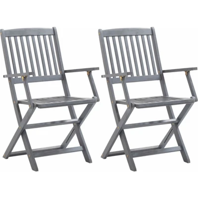 Afbeelding van Tuinstoelen inklapbaar 2 st massief acaciahout