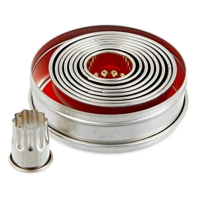 Afbeelding van thermohauser 9 stuks uitsteekvormen rond gegolfd roestvrij staal 5 14 cm diameter