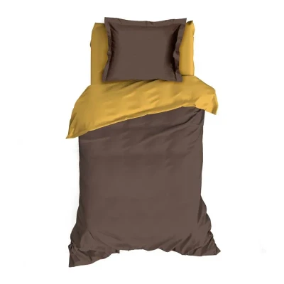 Afbeelding van Romanette Comtesse Flanel Dekbedovertrek Eenpersoons 140x200/220 cm + 1 kussensloop 60x70 Bruin/Oker