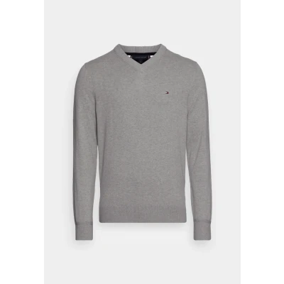 Afbeelding van Tommy Hilfiger PIMA V NECK Trui, Heren, Maat: XS, Light grey heather