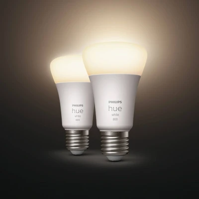 Afbeelding van Philips Hue White E27 dimbare ledlamp, 2 stuks, warmwit, licht, bestuurbaar via app, compatibel met Amazon Alexa (Echo, Echo Dot)