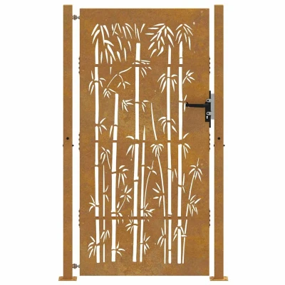 Afbeelding van vidaXL Poort 105x205 cm bamboe ontwerp cortenstaal