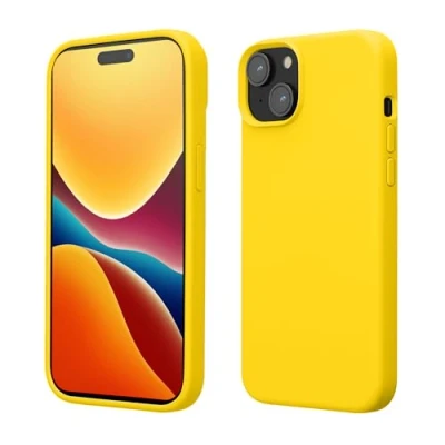 Afbeelding van kwmobile telefoonhoesje geschikt voor iPhone 15 Hoesje met siliconen coating Smartphone case in stralend geel