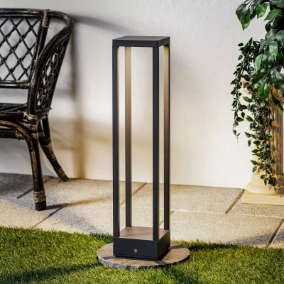Afbeelding van Lucande LED buitenlamp 1licht drukgegoten aluminium H: 65 cm donkergrijs Inclusief lichtbron