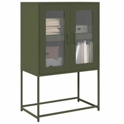 Afbeelding van vidaXL Hoge kast 68x39x107 cm staal olijfgroen