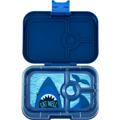 Afbeelding van Yumbox Panino lekvrije Bento box broodtrommel 4 vakken Monte Carlo Blue / Shark tray