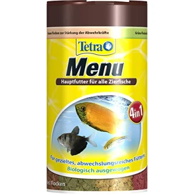 Afbeelding van Tetra Min Menu Visvoer Hoofdmix met 4 speciale vlokken in aparte vakken, gevarieerd voer voor alle siervissen, 100 ml blik