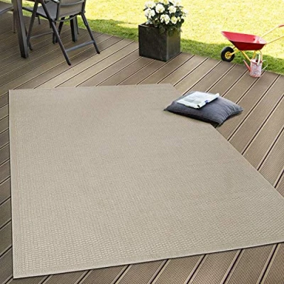 Afbeelding van Paco Home Binnen &amp; buiten, plat weefsel, terrastapijt, natuurlijke look, beige, afmetingen: 120 x 160 cm