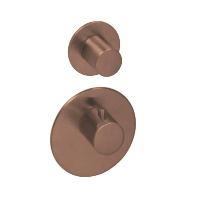 Afbeelding van SB 316 AESTHETICS Round Inbouw thermostaatkraan met 1 uitgang / stopkraan PVD koper geborsteld 1208954894