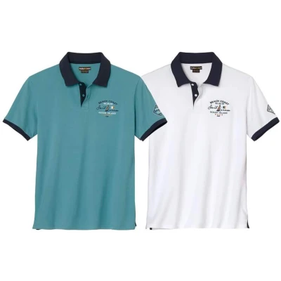 Afbeelding van ATLAS FOR MEN Set van 2 polo’s piquéstof met borduursels Heren Verkrijgbaar in grote maten 3XL