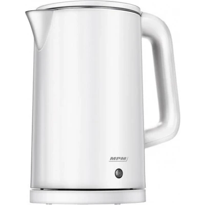 Afbeelding van MPM Draadloze Dubbelwandige Waterkoker 1,7 Liter Stil in gebruik Mat Wit