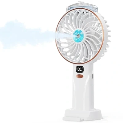 Afbeelding van Ventilateur Brumisateur Portable Mini à Eau Rechargeable 4000mAh, 5 Vitesses Réglables avec Affichage LED, Base Détachable pour Maison/Bureau/Extérieur