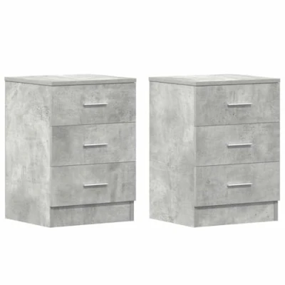 Afbeelding van vidaXL Nachtkastjes 2 stuks Betongrijs 38x35x56 cm Bewerkt hout