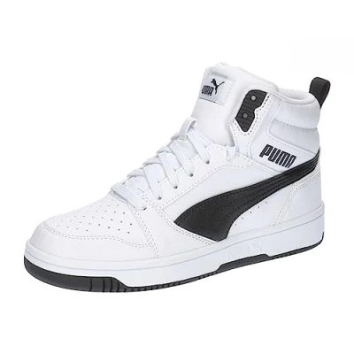 Image de PUMA Rebound V6 Mid Sneakers Youth, Chaussures, Blanc/Noir, 38