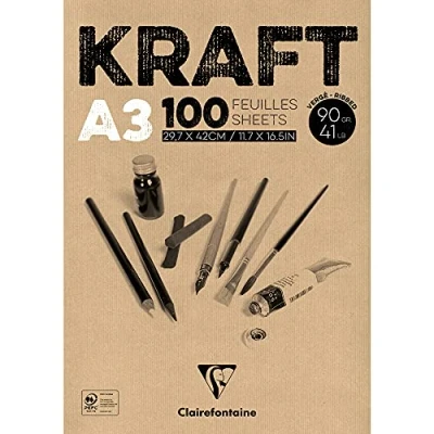 Afbeelding van Kraft tekenblok A3 bruin 100 vel