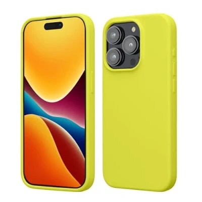 Afbeelding van kwmobile Case voor iPhone 15 Pro Slank TPU Hoesje met Zachte Afwerking In citroengeel
