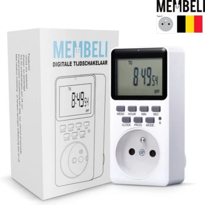 Afbeelding van Membeli Tijdschakelaar voor Binnen Schakelklok Stopcontact Type E Digitaal Timer Schakelaar LCD Display Tijdschakelklok