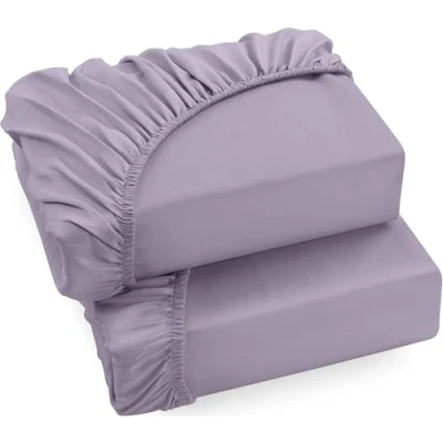 Afbeelding van Utopia Bedding Set van 2 hoeslakens, lavendel, 160 x 200 cm, 35 cm omslag voor dikke matrassen, Geborstelde microvezel