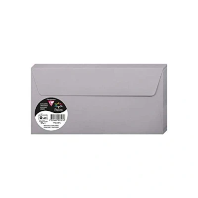 Afbeelding van Clairefontaine 5325C, verpakking met 20 zelfklevende enveloppen, formaat DL, 11 x 22 cm, 120 g/m², kleur: koalagrijs, uitnodiging voor evenementen en overeenkomst, Pollen serie, glad papier van hoge