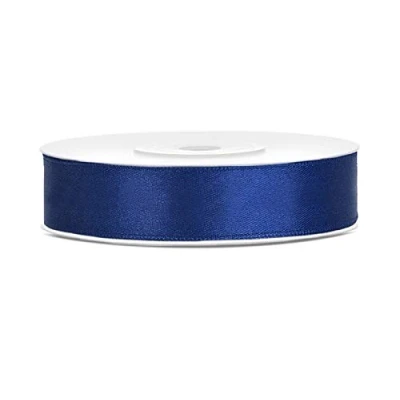 Afbeelding van Satijnen lint van polyester, strik en geschenkverpakking 6/12/25/38/50/100 mm x 25 m (afmetingen 12 marineblauw)