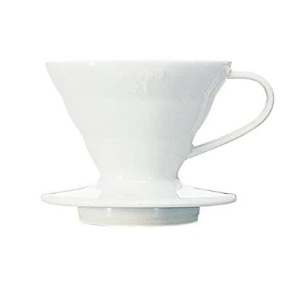 Afbeelding van Hario V60 Keramisch koffiezetapparaat met schenktuit, maat 01, wit