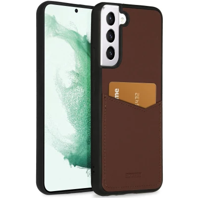 Afbeelding van Accezz Hoesje Geschikt voor Samsung Galaxy S22 Plus Met Pasjeshouder Premium Leather Card Slot Backcover Bruin