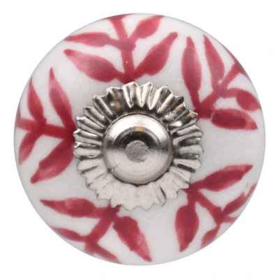 Afbeelding van Good in Style Meubelknop 30mm wit roze blaadjes