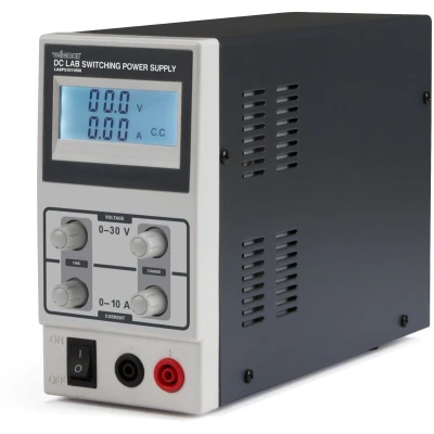 Afbeelding van Velleman Laboratoriumvoeding, schakelend, regelbaar, 0 30 VDC/0 10 A, stroombegrenzing, kortsluitbestendig, lcd scherm, grijs