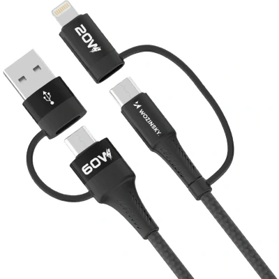 Afbeelding van Wozinsky WNBAA 4in1 kabel 2x USB C 1x A Lightning 60W 1 m zwart