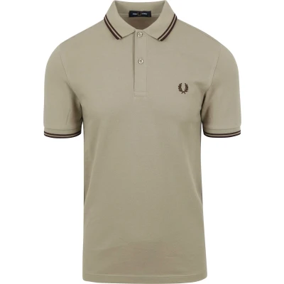 Afbeelding van Fred Perry Polo M3600 Greige U84 maat L heren met Slim fit Pasvorm Katoen Suitable Herenkleding Poloshirt