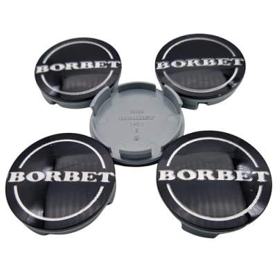 Afbeelding van Borbet Set van 4 wieldoppen 55 mm/56 mm zwart glanzend zilver 74404