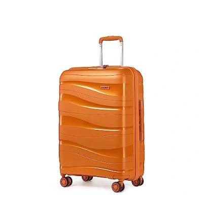 Afbeelding van Kono Handbagagekoffer, harde schaal, polypropyleen, reiskoffer met 4 wielen en slot TSA 2094, Oranje, Koffer