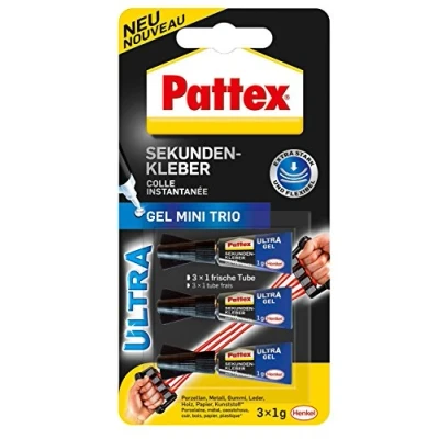 Afbeelding van Pattex Gel Mini Trio secondelijm (2 verpakkingen van 3 tubes à 1 g = 6 tubes)