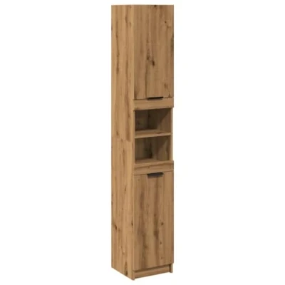 Afbeelding van Badkamerkast 32x34x188,5 cm bewerkt hout artisanaal eikenkleur