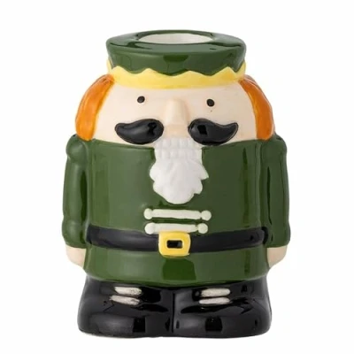 Afbeelding van Bloomingville Feast Notenkraker kandelaar van aardewerk, hoogte 9 cm, groen