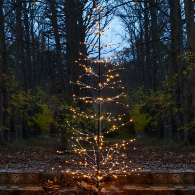 Afbeelding van Sirius Isaac Kerstboom H 160 cm D 50 bruin/sneeuweffect 228 LED lichtjes Indoor en outdoor