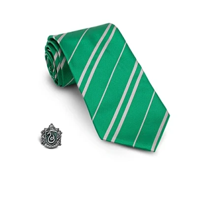Afbeelding van Funidelia Harry Potter Slytherin Stropdas en Speld voor mannen Hogwarts, Tovenaars, Films &amp; Series, Zweinstein De beste nerd merchandise cadeaus echte fans met Kerstmis, verjaardagen of een speciale gelegenheid Groen