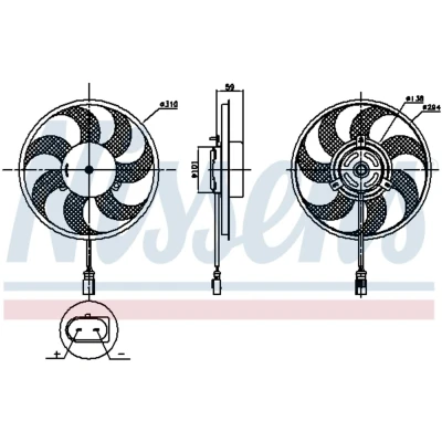 Afbeelding van NISSENS 850030 Radiator Ventilator 110 12 216 Zonder ingebouwde regelaar MERCEDES BENZ: Viano