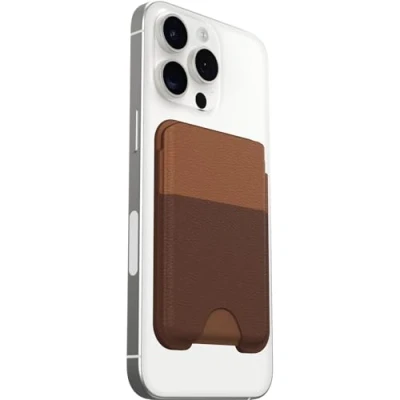 Afbeelding van OtterBox Symmetry Cactus Leather MagSafe Portemonnee, zachte portemonnee met 2 3 creditcardvakken, magnetische bevestiging, compatibel iPhone, bruin