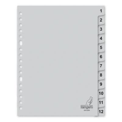 Image de Kangaro intercalaires A5 en plastique avec 12 onglets 1 (17 trous) gris