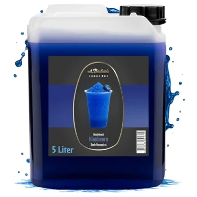 Afbeelding van A. Becker&#039;s slush IJssiroop Zonder azokleurstoffen 5 liter bosbessen Veganistisch 1 concentraat geeft 6 ijs Dranksiroop voor bereiding in slushie machine en mixer